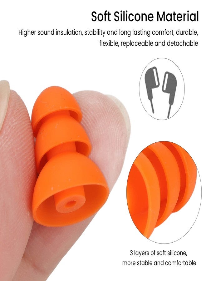 WAONIQ Silicone Noise Reduction Replacement Earplugs Orange 8pcs Inner Hole 2.0mm‑3.5mm Earplug Inner Hole for Comfortable Fit - Image 4